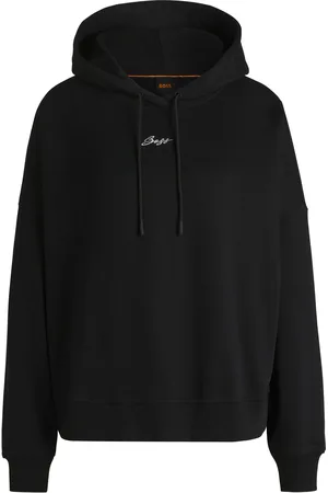 HUGO BOSS Sudadera con capucha oversize fit de felpa de algodón con logo caligrafiado