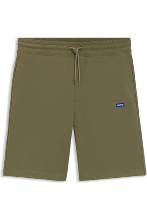 HUGO BOSS Shorts con cordón de felpa de algodón mercerizado con etiqueta con logo azul