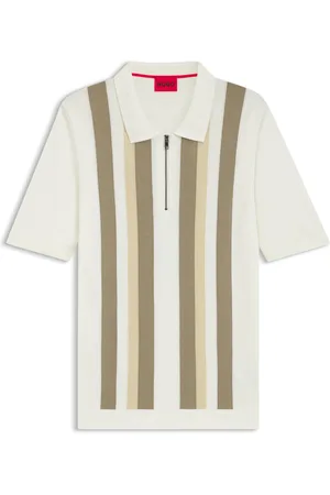 HUGO BOSS Jersey estilo polo con cremallera y rayas verticales