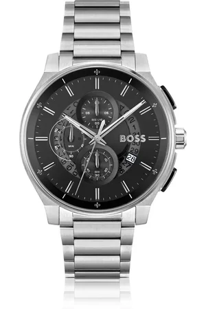 HUGO BOSS Cronógrafo de acero inoxidable con esfera transparente