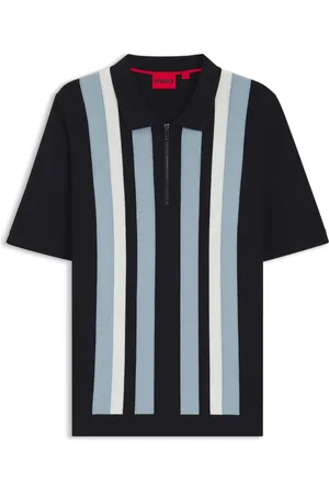 HUGO BOSS Jersey estilo polo con cremallera y rayas verticales