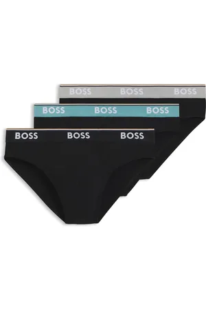 HUGO BOSS Paquete de tres calzoncillos slip de algodón elástico con logos en la cintura