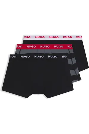 HUGO BOSS Paquete de tres calzoncillos en algodón elástico con logos en la cintura