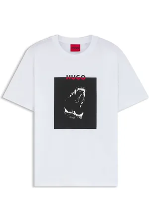HUGO BOSS Camiseta en punto de algodón con estampado Dobermann