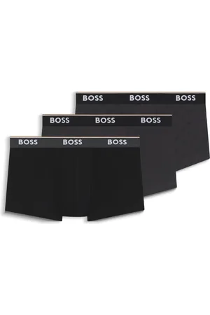 HUGO BOSS Paquete de tres calzoncillos en algodón elástico con logo en la cintura