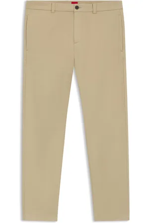 HUGO BOSS Pantalones slim fit en tejido de gabardina de algodón elástico