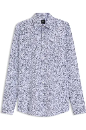 HUGO BOSS Camisa slim fit en popelín de algodón elástico con estampado floral