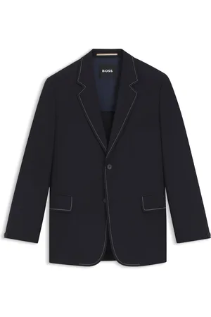 HUGO BOSS Chaqueta relaxed fit de lana virgen con costuras en contraste