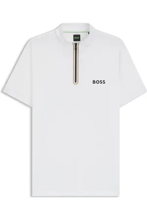HUGO BOSS Camiseta deportiva con cremallera en el cuello en punto de malla elástica
