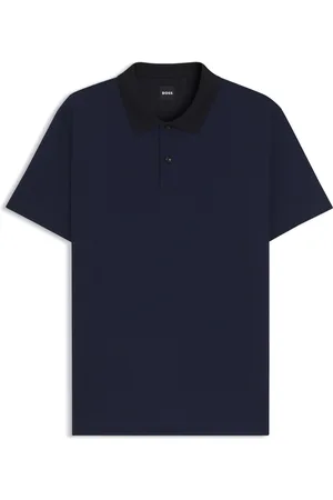 HUGO BOSS Polo de algodón mercerizado con jacquard geométrico