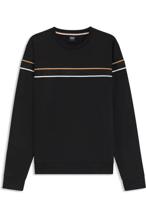 HUGO BOSS Sudadera de felpa de rizo de algodón con rayas distintivas