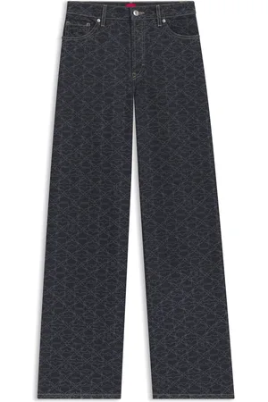 HUGO BOSS Jeans de pernera superancha en denim con monograma estampado a láser