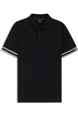 HUGO BOSS Polo slim fit de algodón con puños a rayas
