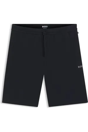 HUGO BOSS Shorts de pijama con estructura de rejilla y logo bordado