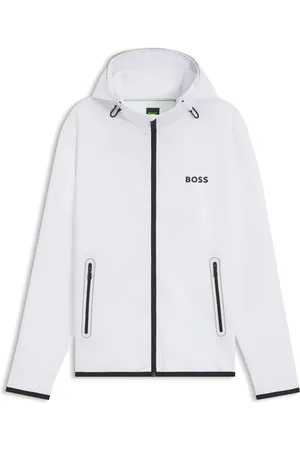 HUGO BOSS Sudadera con capucha y cremallera en tejido de gabardina elástica activa con tecnología de termorregulación