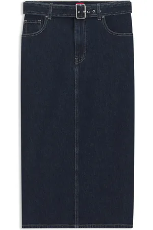 HUGO BOSS Falda midi en denim con cinturón con hebilla