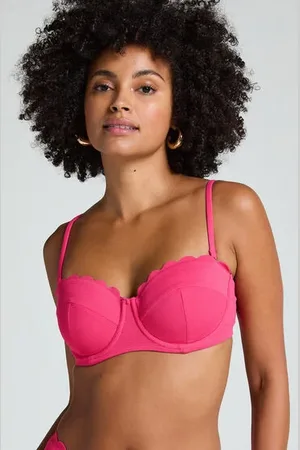 Hunkemöller Top de bikini con aros, sin tiras y acolchado Scallop Copa E +