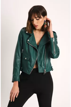 Biker jacket de Chaquetas de cuero Mujer en color verde | FASHIOLA.es