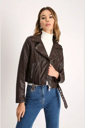 Imperial Chaquetón modelo biker con cremallera y cinturón
