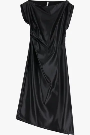 Imperial Vestido midi de piel sintética con cuello barco