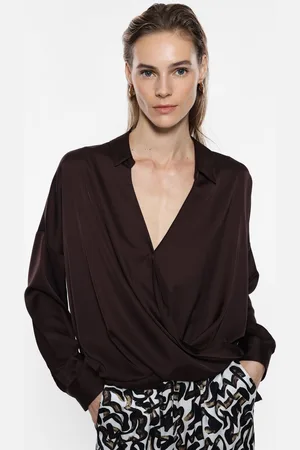 Imperial Camisa drapeada asimétrica con cuello clásico