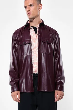 Imperial Camisa de piel sintética con botones y bolsillos