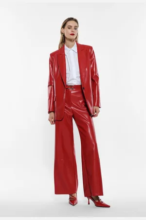 Imperial Pantalones anchos de piel sintética con hebilla