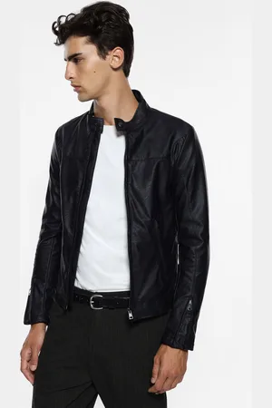 Imperial Chaqueta de cuero sintético con cremallera y cuello alto