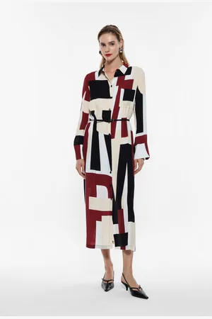 Imperial Vestido midi estampado con cuello clásico