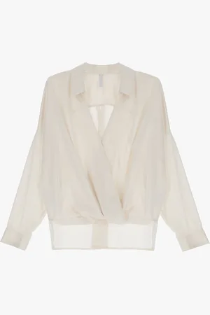 Imperial Camisa drapeada asimétrica con cuello clásico
