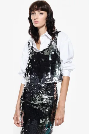 Imperial Top con lentejuelas y escote cuadrado
