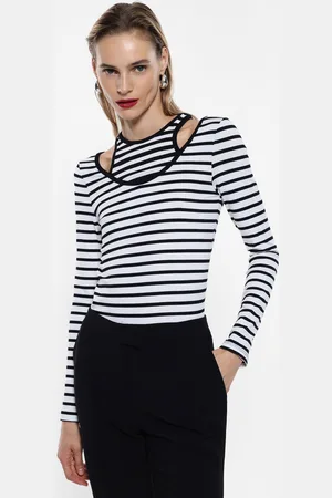 Imperial Camiseta rayada con doble escote