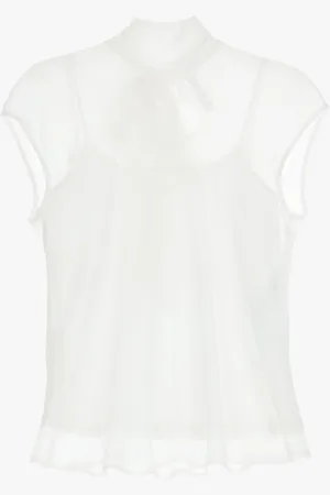 Imperial Top con detalle de lazo y mangas cortas