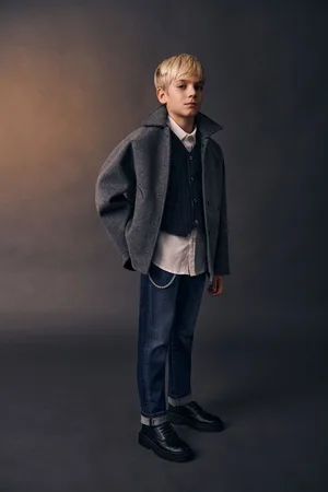 Imperial Vaqueros slim-fit de niño de efecto desteñido con cadena