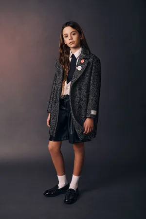 Imperial Chaqueta oversize de niña con estampado de espiga y bolsillos
