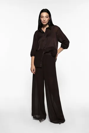 Imperial Pantalones anchos transparentes de tiro alto