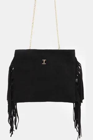 Imperial Bolso de cuero con flecos y cadena dorada