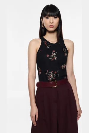 Imperial Top con diseño floral y cuello ancho