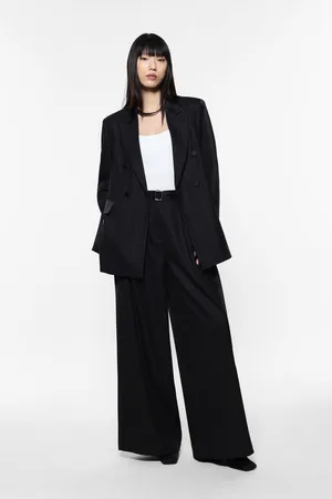 Imperial Pantalones anchos de rayas con cinturón