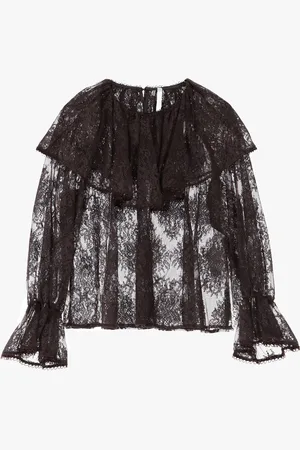 Imperial Camisa de encaje con volantes y mangas largas