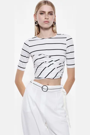 Imperial Camiseta corta a rayas con fruncido