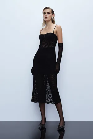 Imperial Vestido midi de encaje con tirantes finos