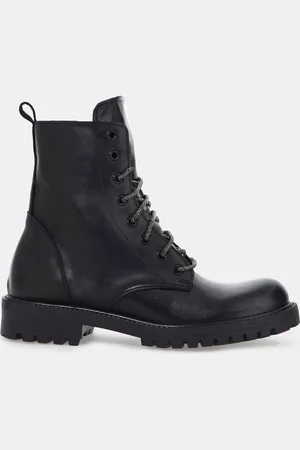 Imperial Botines de cuero con cordones y cremallera lateral