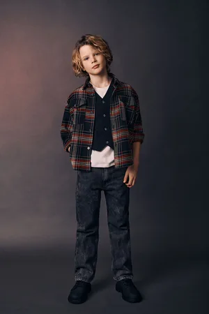 Imperial Camisa de niño de tartán con bolsillos