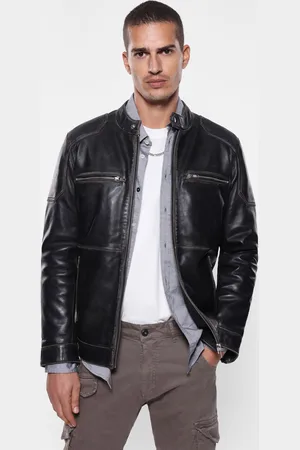Imperial Chaqueta de cuero con cremallera y bolsillos