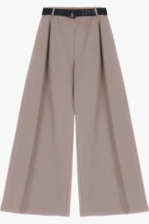 Imperial Pantalones anchos efecto torciopelo con cinturón ajustable