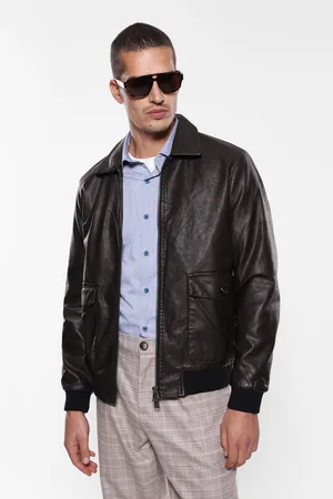 Imperial Cazadora efecto piel con cuello, cremallera y bolsillos