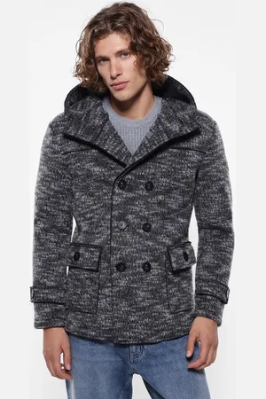 Imperial Chaqueta jaspeada con doble botonadura y capucha