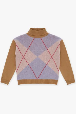 Imperial Jersey de cuello cisne de niña con estampado en contraste