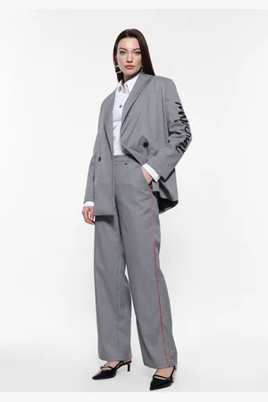 Imperial Pantalón ancho pata de gallo con ribetes laterales